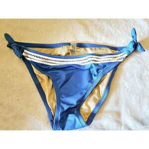 Womens Victoria's Secret Bikini XS Blue Swim Bathing Suit White Design